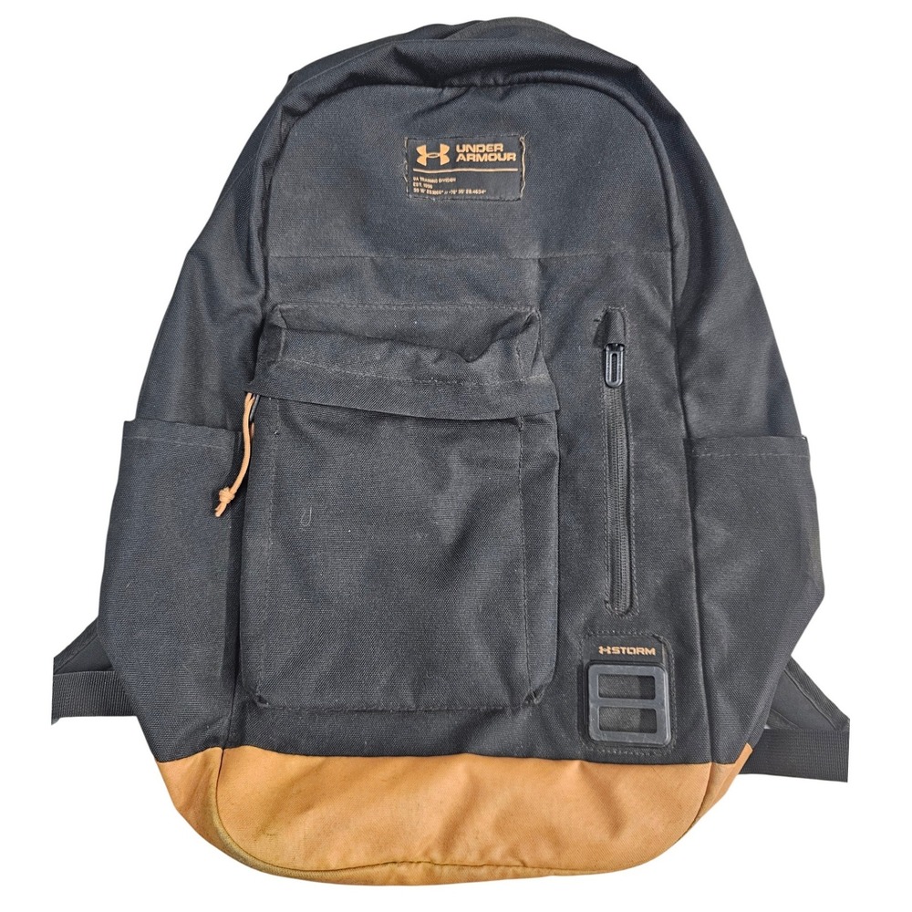 Under‎ Armour Storm Backpack Black Tan Training Division Water Resistant Bag